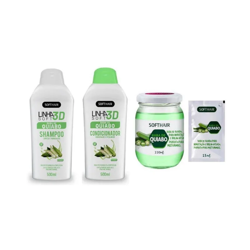 Kit Soft Hair 500Ml Baba De Quiabo 3D - 4 Itens