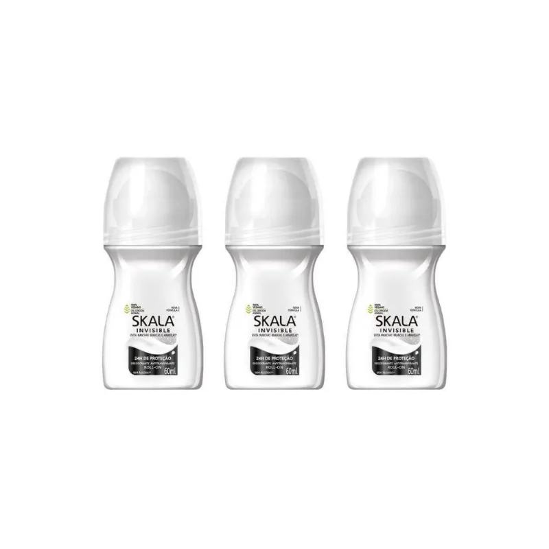 Desodorante Roll-On Skala 60Ml Feminino Invisible-Kit 3Un