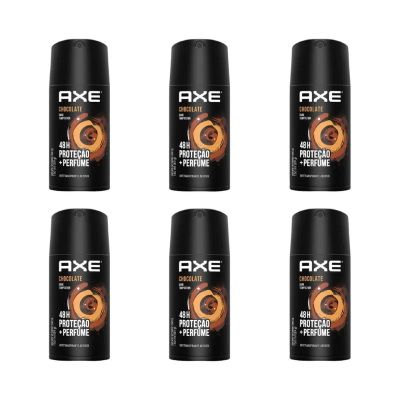 Desodorante Aerossol Axe 150ml Chocolate - Kit C/6un