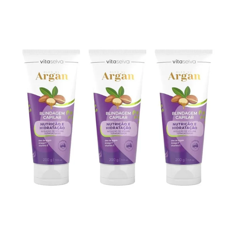 Blindagem Capilar Vita Seiva Argan 200G - Kit Com 3Un