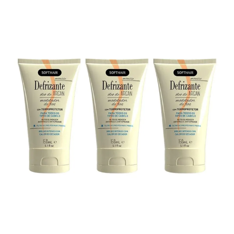 Defrizante Soft Hair 150G Argan - Kit Com 3Un