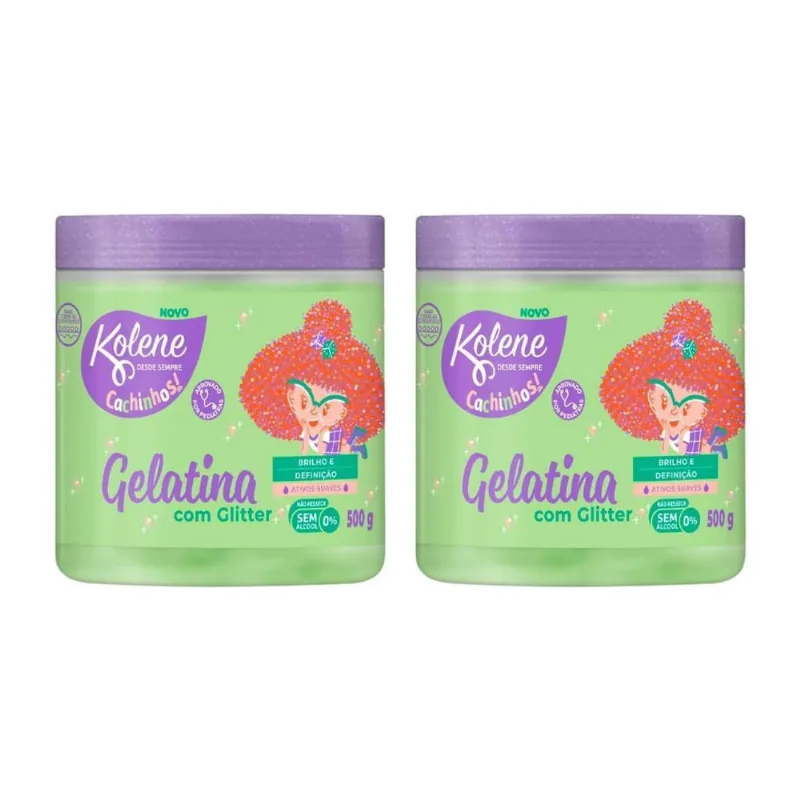Gelatina Kolene 500G Cachinhos Glitter - Kit Com 2Un