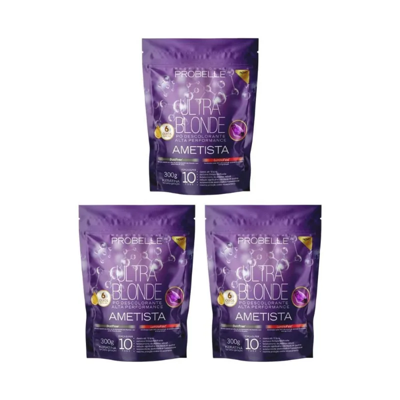 Po Descolorante Probelle 300G Ametista - Kit Com 3Un