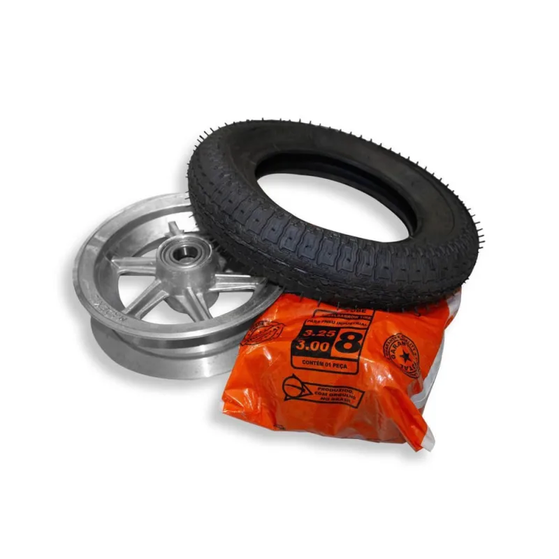 Roda Pneu Maciço 325 X 8 Polegadas Eixo 1 Polegada Rolamento - Não Disponível