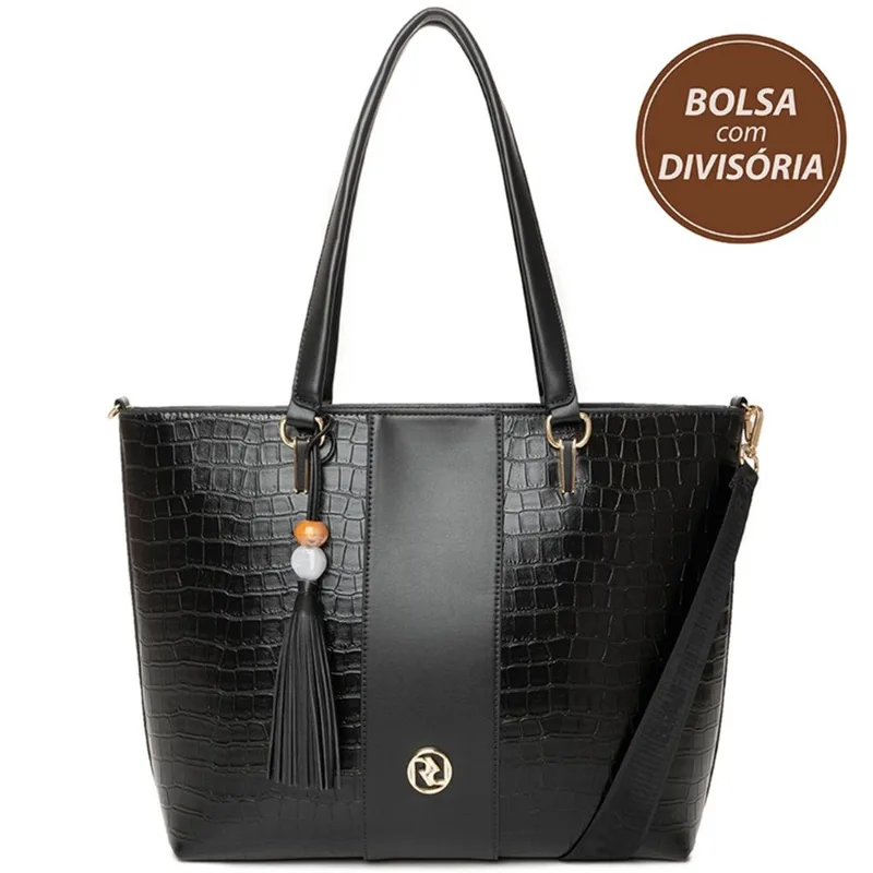 Bolsa Tote Transversal Feminina Notebook Rafitthy 28.25220 Preto