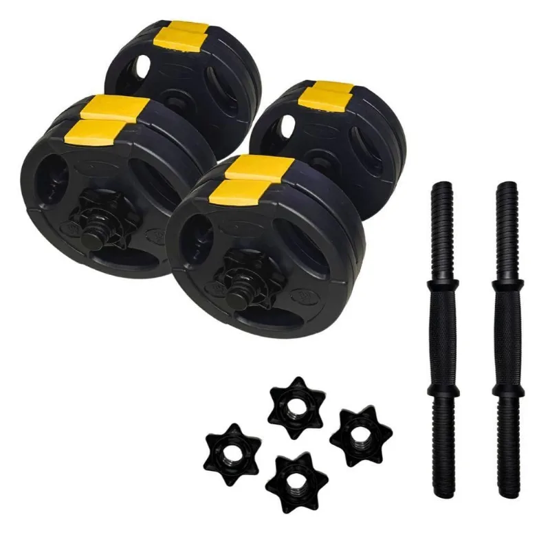 Kit Halteres Musculação Ajustável Até 20kg com Barra Preto Ahead Sports