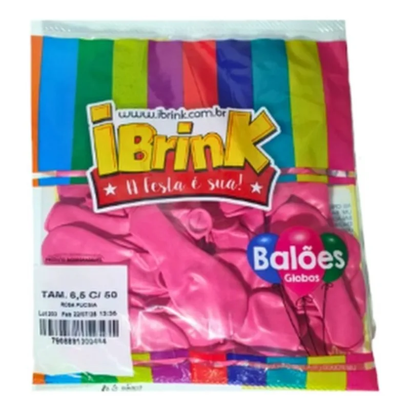 Balão Globos Ibrink Nº6.5 Rosa Fúcsia 50 Unidades (MP)