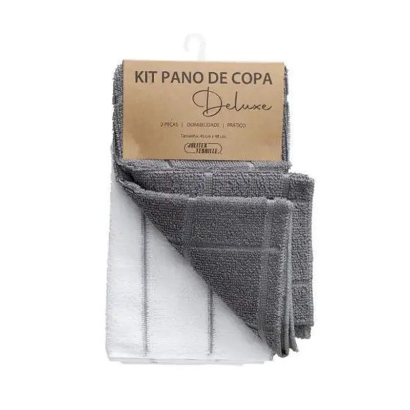 Kit 2 Peças Pano De Copa Deluxe - Jolitex Cinza