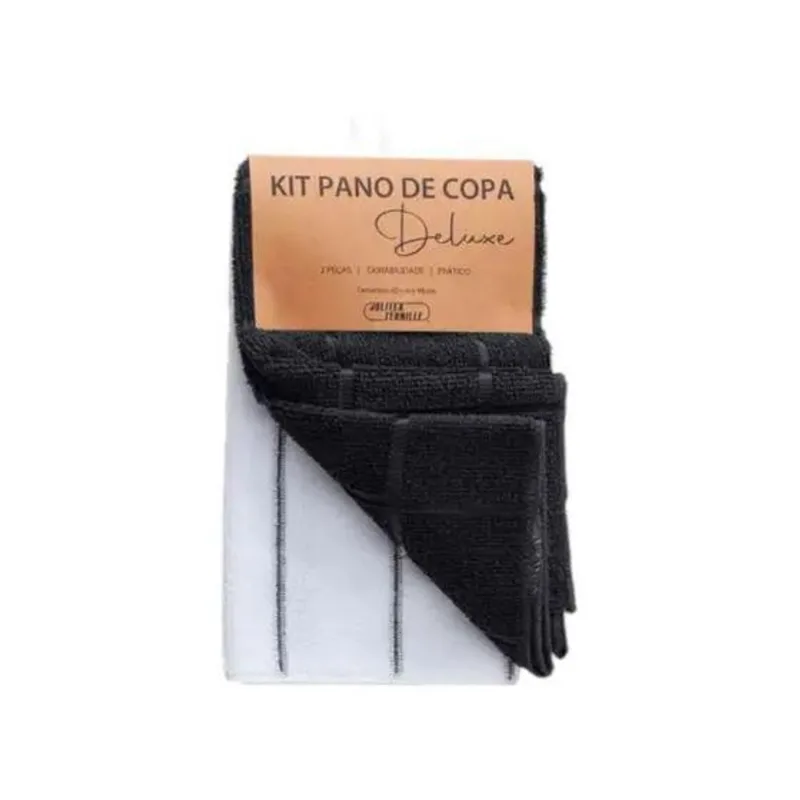 Kit 2 Peças Pano De Copa Deluxe - Jolitex Preto