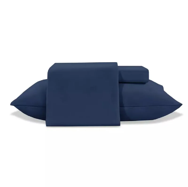 Jogo Cama Queen 4 Pc Poliester Toque de Seda Marinho Jolitex - jolitex - Colchões