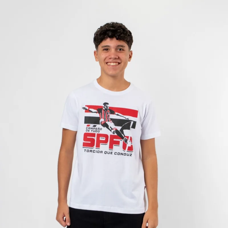 Camiseta Juvenil Oficial São Paulo Torcida Que Conduz - Surf Center - Moda