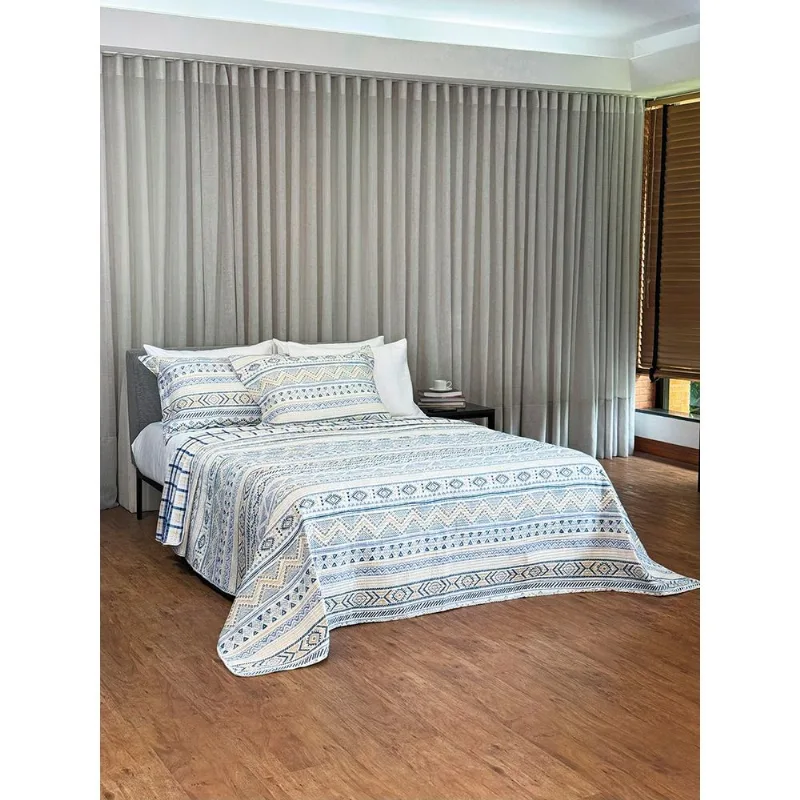 Cobreleito Dupla Face Casal Estampado- 2,20m X 2,40m - 3 Peças