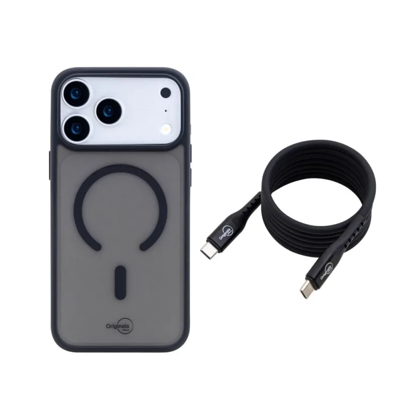Kit Capa iPhone 18 Pro / 17 Pro e Cabo Magnético USB-C 100W, Classic, Originais iPlace, Preto - Originais iPlace - Celular E Smartphone