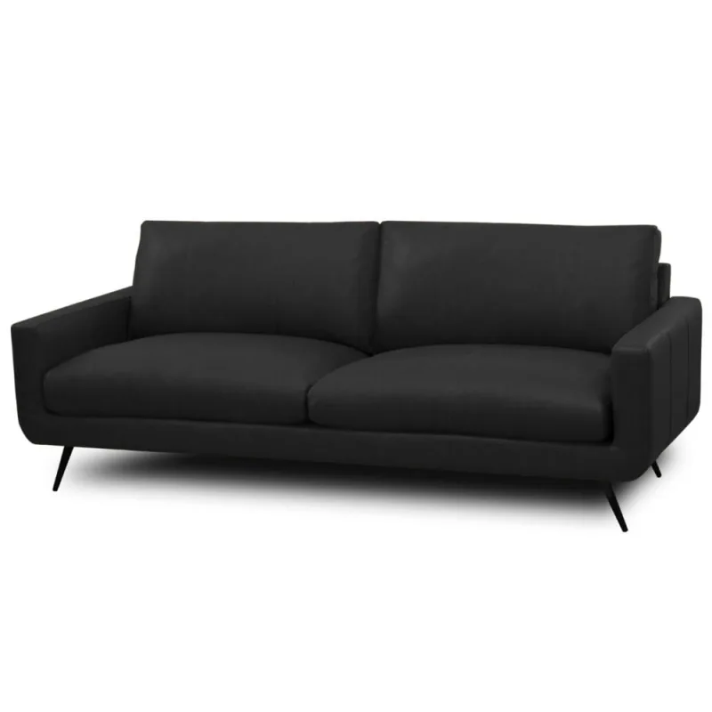 Sofá 3 Lugares Para Sala de Estar Living Industrial 252cm Dijon L06 Couro Preto - Lyam Decor - Lyam Decor - Móveis