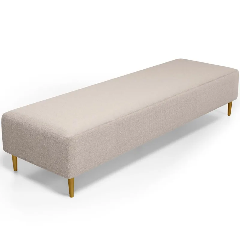 Puff Decorativo Sala de Estar Bali W01 Pés Palito 170x60cm Bouclê Creme - Lyam Decor - Lyam Decor - Móveis