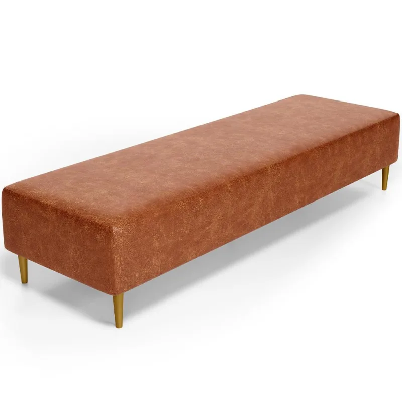 Puff Decorativo Sala de Estar Bali W01 Pés Palito 170x60cm Couríssimo Camel - Lyam Decor - Lyam Decor - Móveis