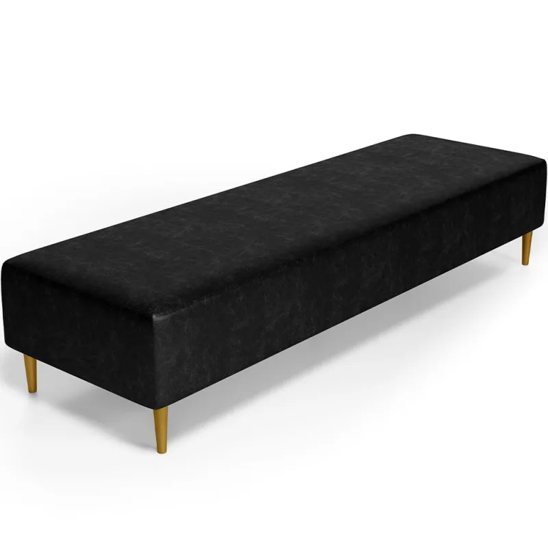 Puff Decorativo Sala de Estar Bali W01 Pés Palito 190x60cm Couríssimo Preto - Lyam Decor - Lyam Decor - Móveis