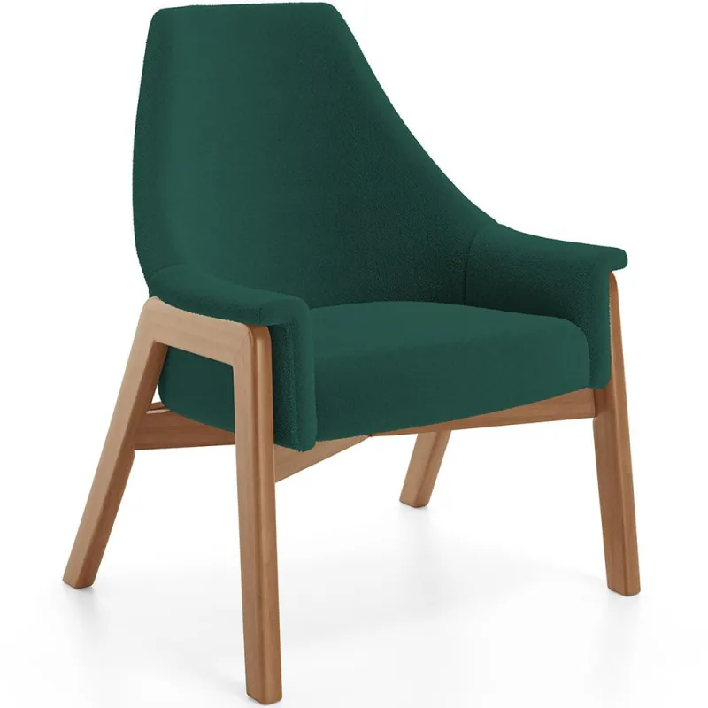 Poltrona Decorativa Para Sala de Estar Sakura L02 Bouclê Verde - Lyam Decor - Lyam Decor - Móveis