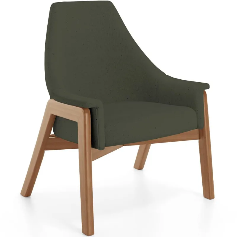 Poltrona Decorativa Para Sala de Estar Sakura L02 Linho Verde Musgo - Lyam Decor - Lyam Decor - Móveis