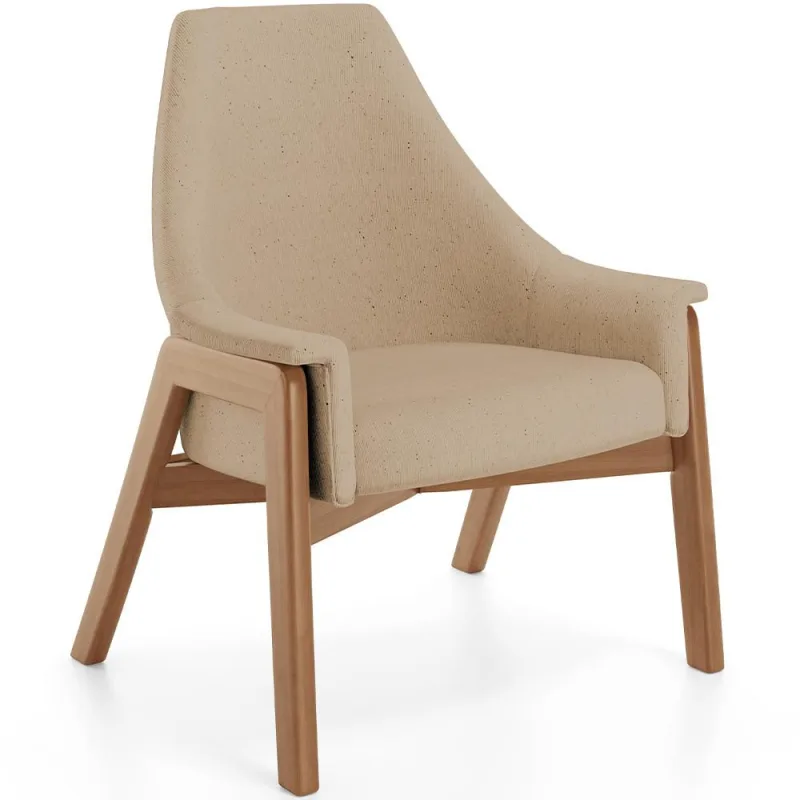 Poltrona Decorativa Para Sala de Estar Sakura L02 Linho Bege Escuro - Lyam Decor - Lyam Decor - Móveis