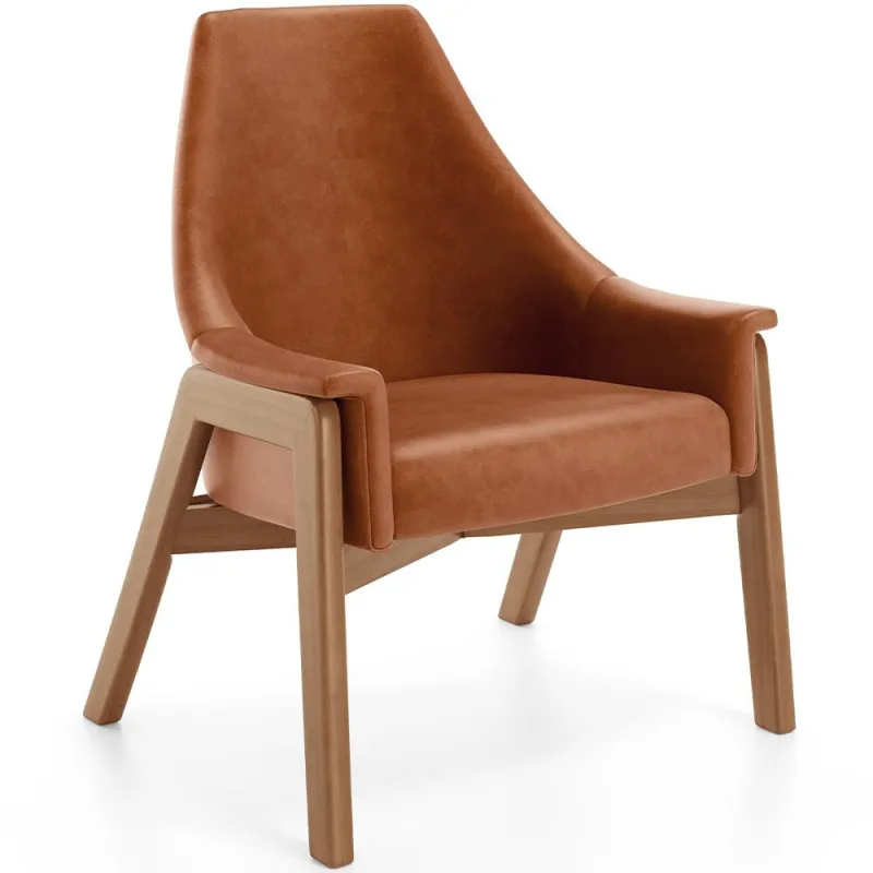 Poltrona Decorativa Para Sala de Estar Sakura L02 Couríssimo Camel - Lyam Decor - Lyam Decor - Móveis