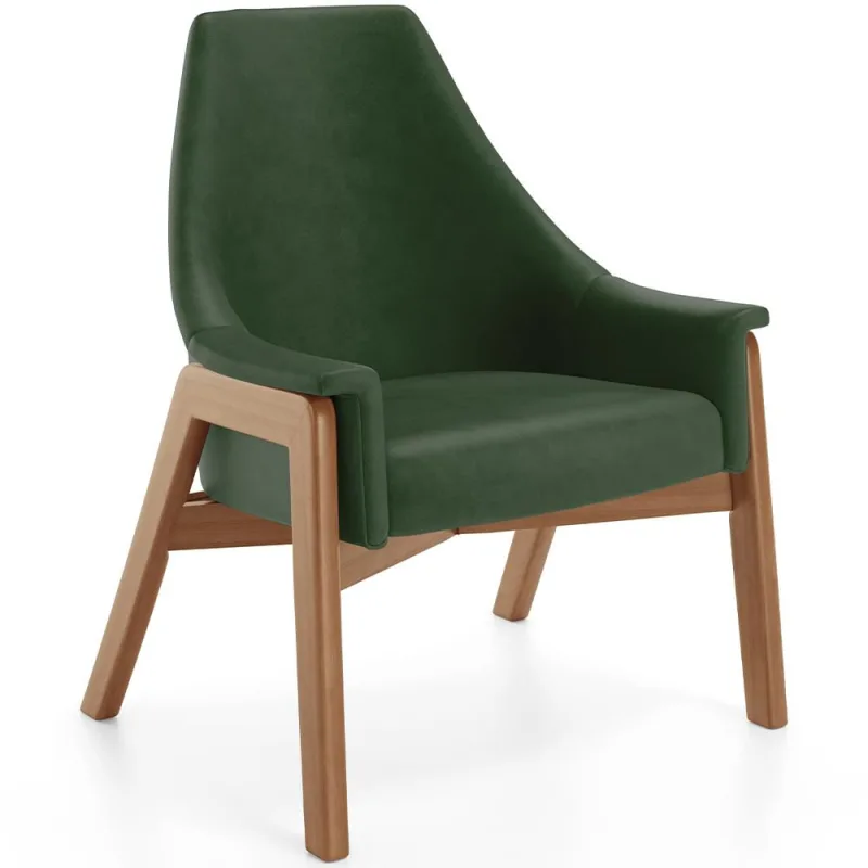 Poltrona Decorativa Para Sala de Estar Sakura L02 Couríssimo Verde Musgo - Lyam Decor - Lyam Decor - Móveis