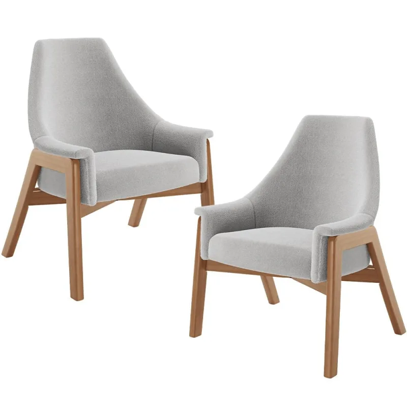 Kit 02 Poltronas Decorativa Para Sala de Estar Sakura L02 Bouclê Cinza - Lyam Decor - Lyam Decor - Móveis