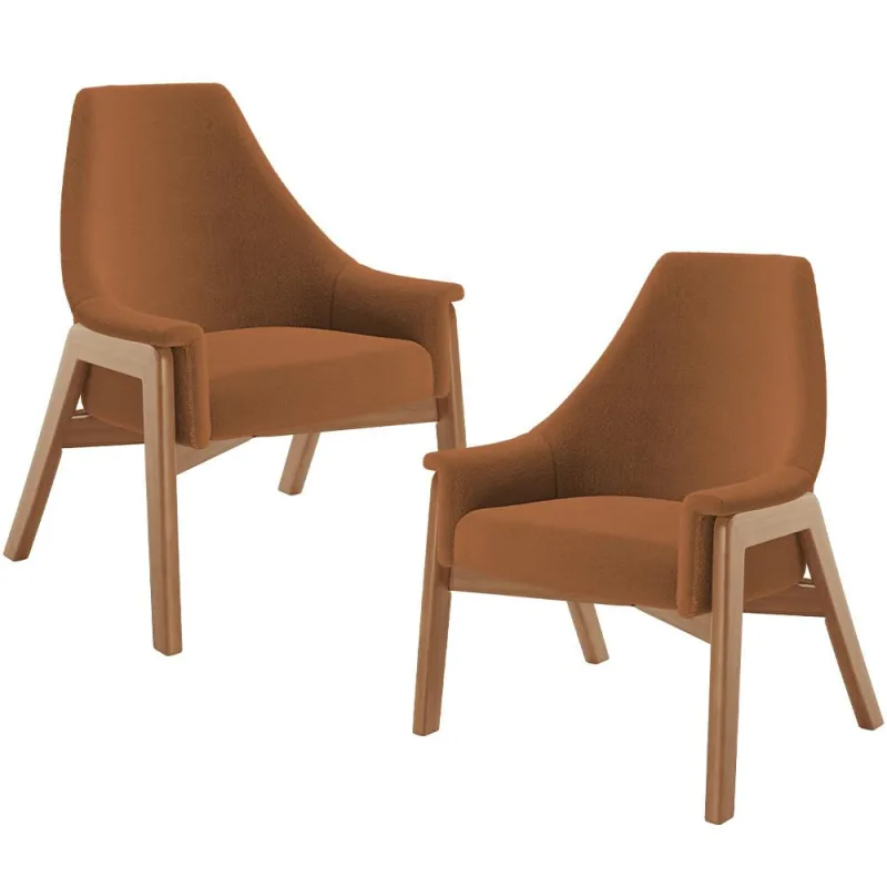 Kit 02 Poltronas Decorativa Para Sala de Estar Sakura L02 Bouclê Terracota - Lyam Decor - Lyam Decor - Móveis