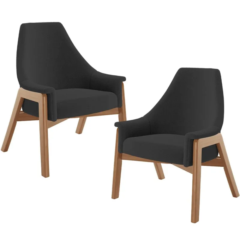 Kit 02 Poltronas Decorativa Para Sala de Estar Sakura L02 Bouclê Preto - Lyam Decor - Lyam Decor - Móveis