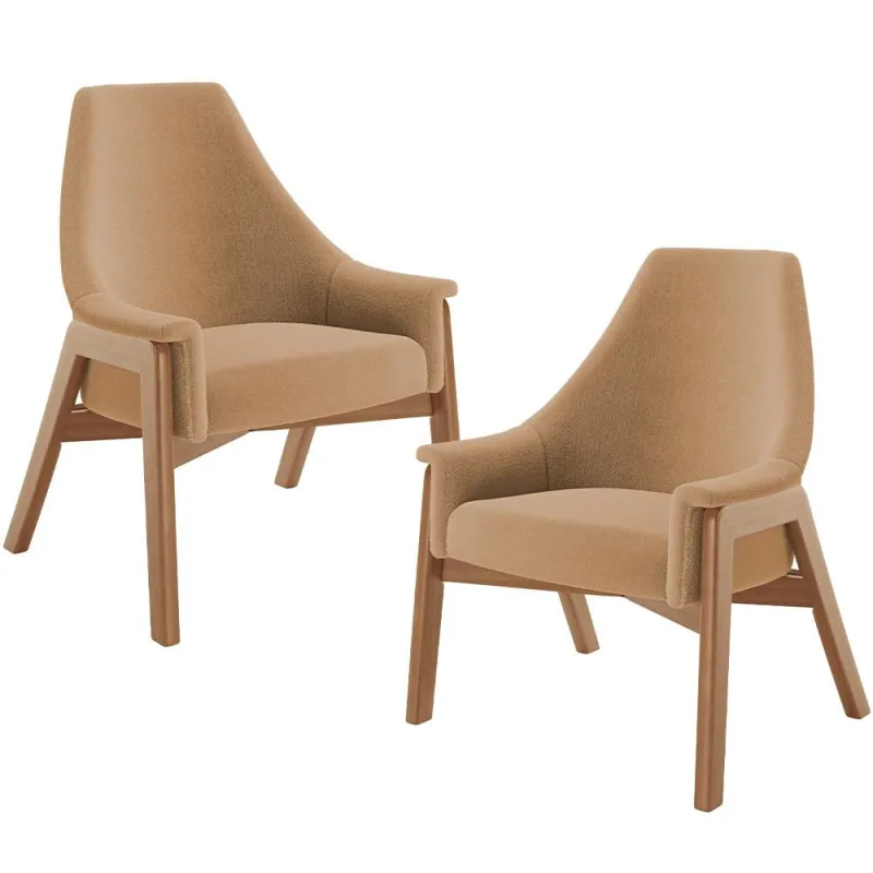 Kit 02 Poltronas Decorativa Para Sala de Estar Sakura L02 Bouclê Mostarda - Lyam Decor - Lyam Decor - Móveis