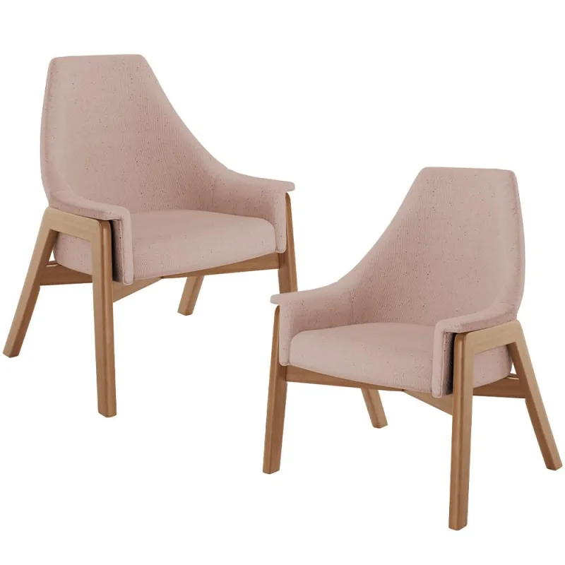 Kit 02 Poltronas Decorativa Para Sala de Estar Sakura L02 Linho Rosê - Lyam Decor - Lyam Decor - Móveis