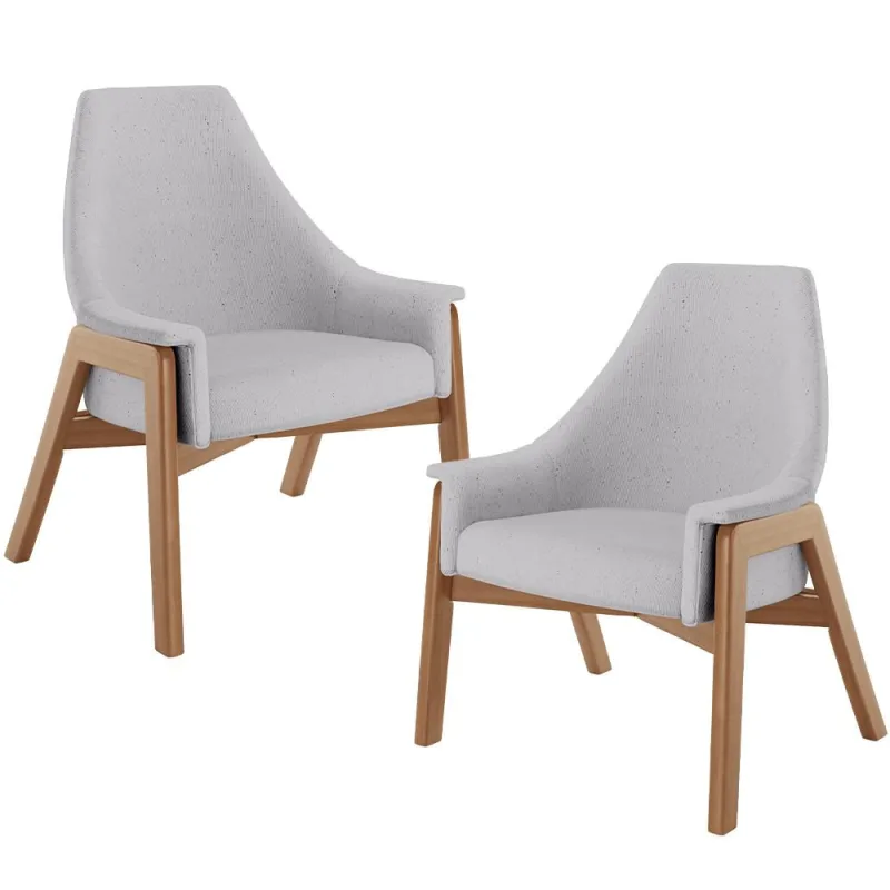 Kit 02 Poltronas Decorativa Para Sala de Estar Sakura L02 Linho Cinza - Lyam Decor - Lyam Decor - Móveis