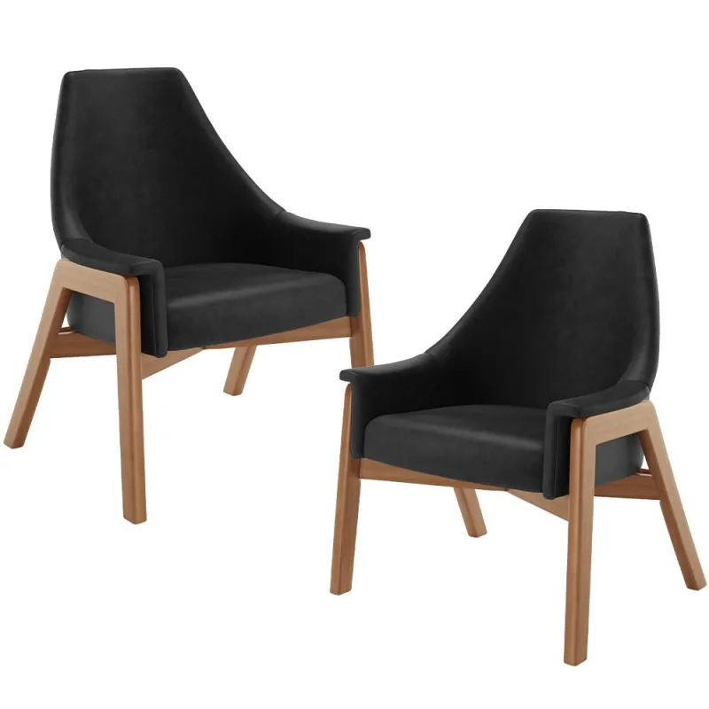 Kit 02 Poltronas Decorativa Para Sala de Estar Sakura L02 Couríssimo Preto - Lyam Decor - Lyam Decor - Móveis