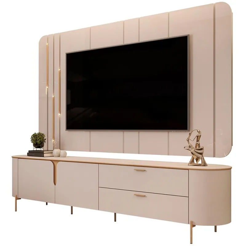 Rack Para Sala com Painel Para TV 75 Pol Dion D05 Off White - Lyam Decor - Lyam Decor - Móveis