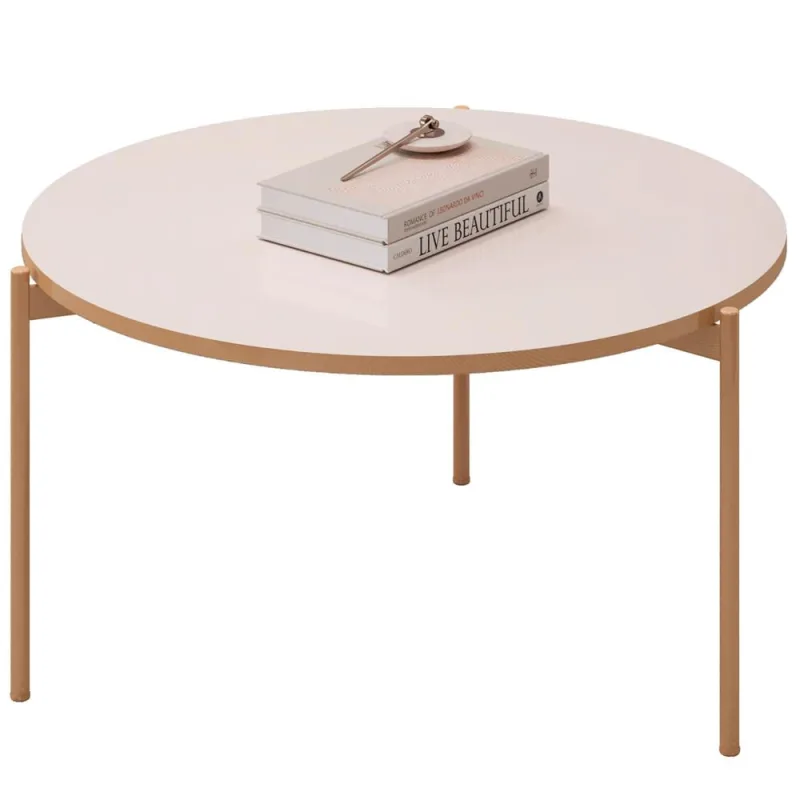 Mesa De Centro Decorativa Sala de Estar Industrial Ellie D05 Off White - Lyam Decor - Lyam Decor - Móveis