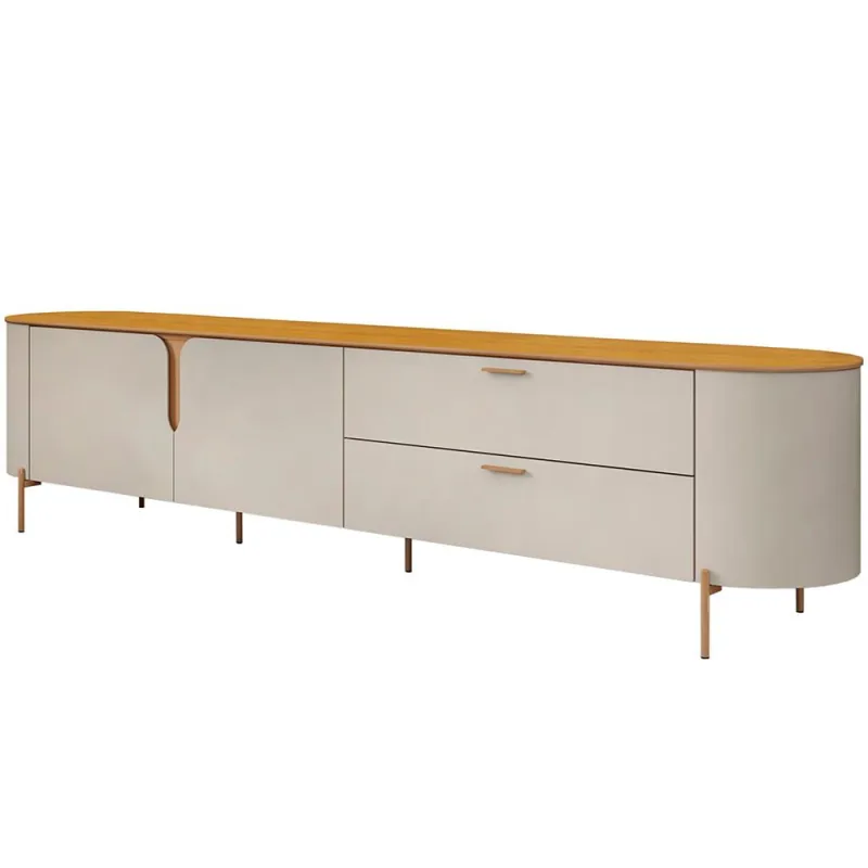 Rack Para Sala de Estar TV 75 Pol Orgânico Dion D05 Bali Cedro - Lyam Decor - Lyam Decor - Móveis