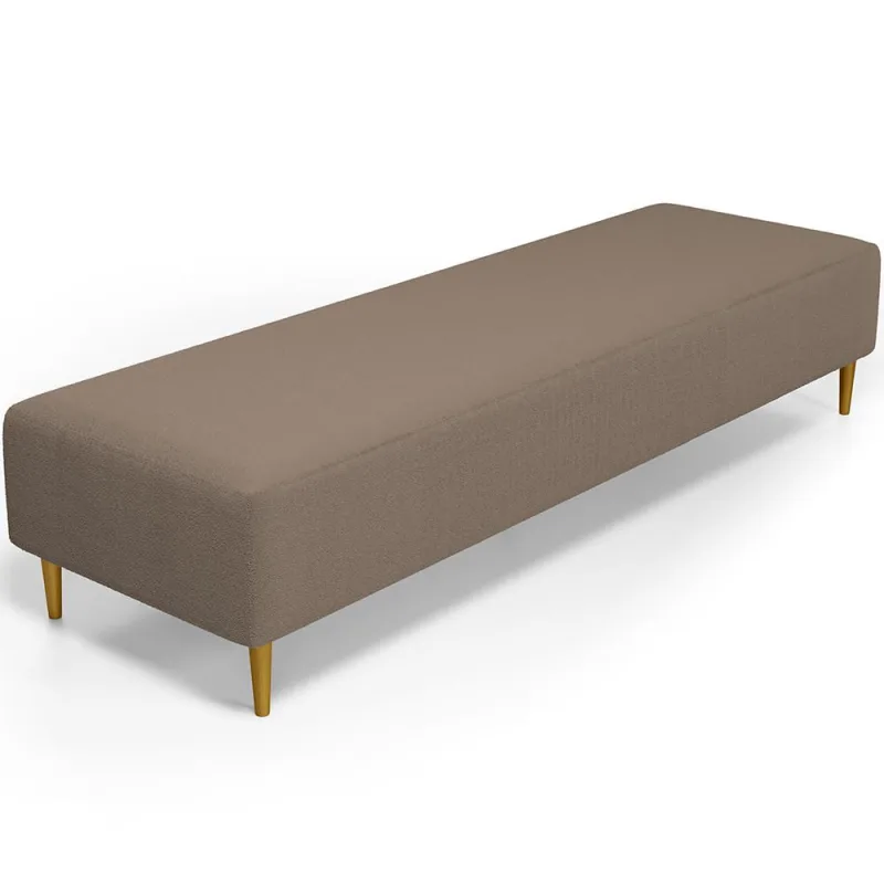 Puff Decorativo Sala de Estar Bali W01 Pés Palito 190x60cm Bouclê Bege - Lyam Decor - Lyam Decor - Móveis