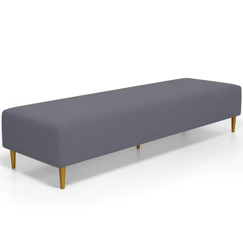 Puff Decorativo Sala de Estar Bali W01 Pés Palito 190x60cm Suede Cinza - Lyam Decor - Lyam Decor - Móveis