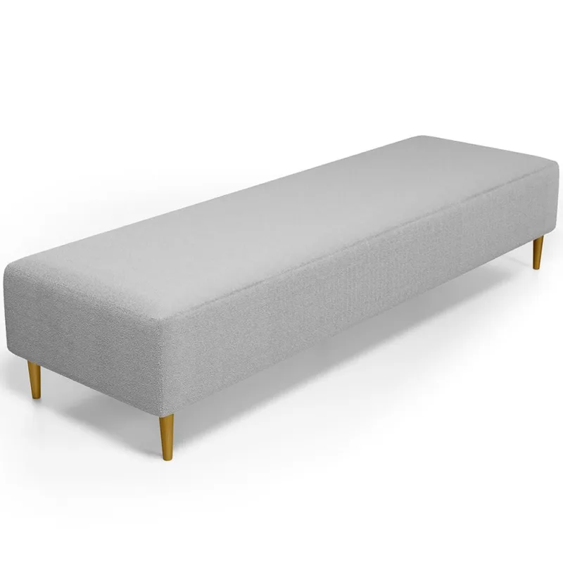 Puff Decorativo Sala de Estar Bali W01 Pés Palito 210x60cm Bouclê Cinza - Lyam Decor - Lyam Decor - Móveis
