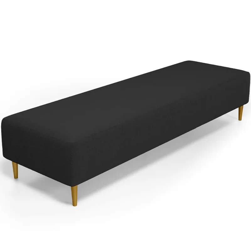 Puff Decorativo Sala de Estar Bali W01 Pés Palito 210x60cm Bouclê Preto - Lyam Decor - Lyam Decor - Móveis