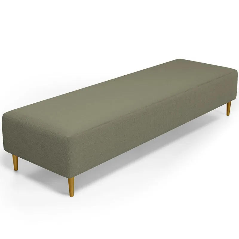 Puff Decorativo Sala de Estar Bali W01 Pés Palito 210x60cm Bouclê Oliva - Lyam Decor - Lyam Decor - Móveis