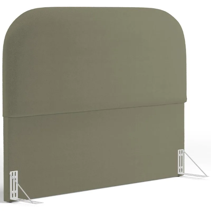 Cabeceira Cama Box Queen 160cm Orgânica Lanna W01 Bouclê Oliva - Lyam Decor