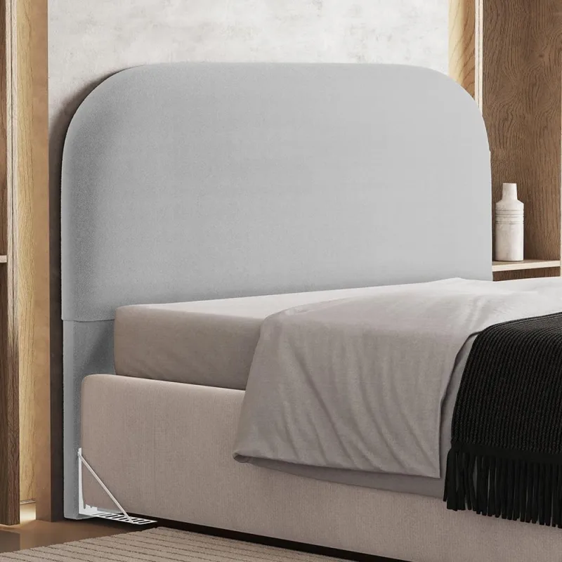 Cabeceira Cama Box King 195cm Orgânica Lanna W01 Bouclê Cinza - Lyam Decor - Lyam Decor - Colchões