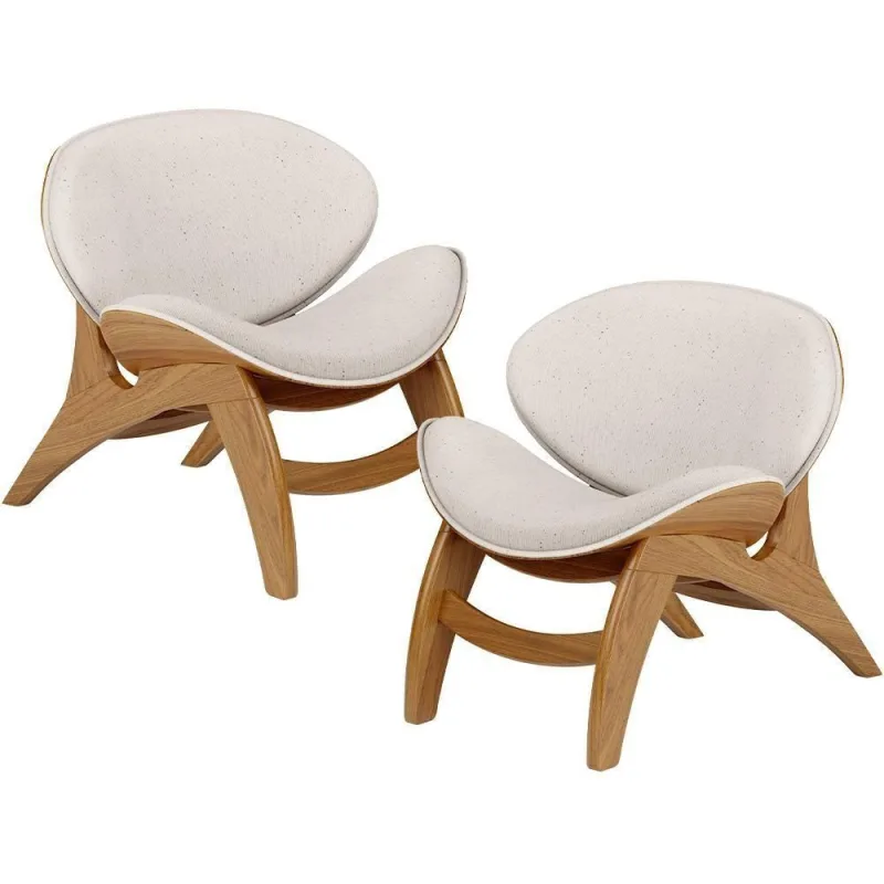 Kit 2 Poltronas Decorativas Kadosh L02 Sala de Estar Linho Creme Lyam Decor - Lyam Decor - Móveis