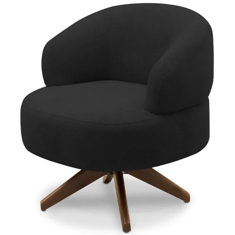 Poltrona Decorativa Giratória Sala de Estar Living Seven F04 Veludo Preto - Lyam Decor - Lyam Decor - Móveis
