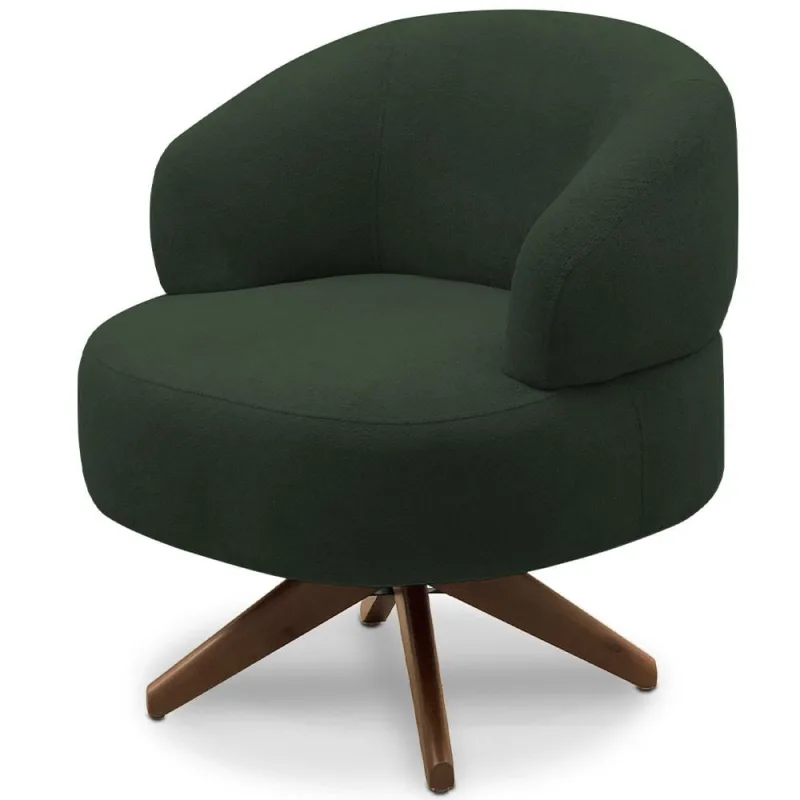 Poltrona Decorativa Giratória Sala de Estar Living Seven F04 Veludo Verde - Lyam Decor - Lyam Decor - Móveis