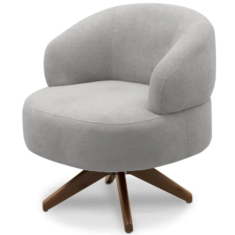Poltrona Decorativa Giratória Sala de Estar Living Seven F04 Bouclê Cinza - Lyam Decor - Lyam Decor - Móveis