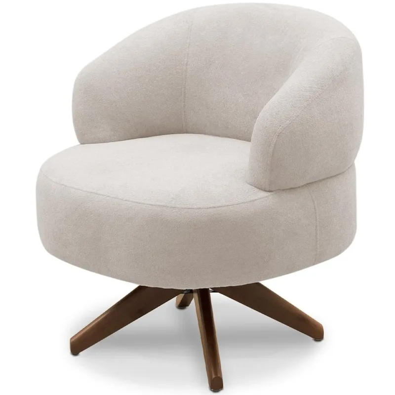 Poltrona Decorativa Giratória Sala de Estar Living Seven F04 Bouclê Cru - Lyam Decor - Lyam Decor - Móveis