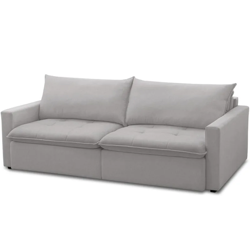 Sofá Cama Retrátil Reclinável Para Sala de Estar 208cm Lari F04 Veludo Cinza - Lyam Decor - Lyam Decor - Móveis