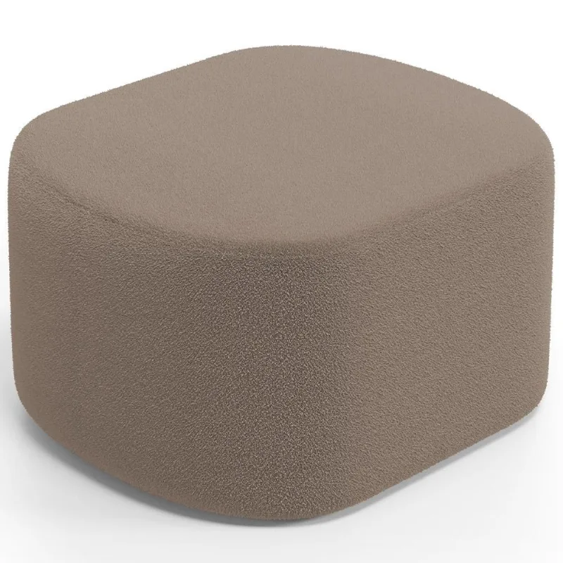 Puff Decorativo Orgânico para Living Quarto 70cm Doha W01 Bouclê Bege - Lyam Decor